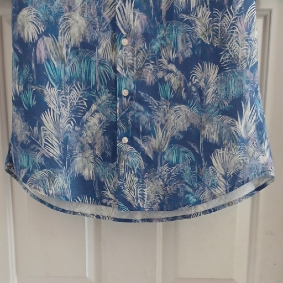 Bonobos Blue Tropical Palm-Print Slim Fit Shirt, L - Picture 5 of 6